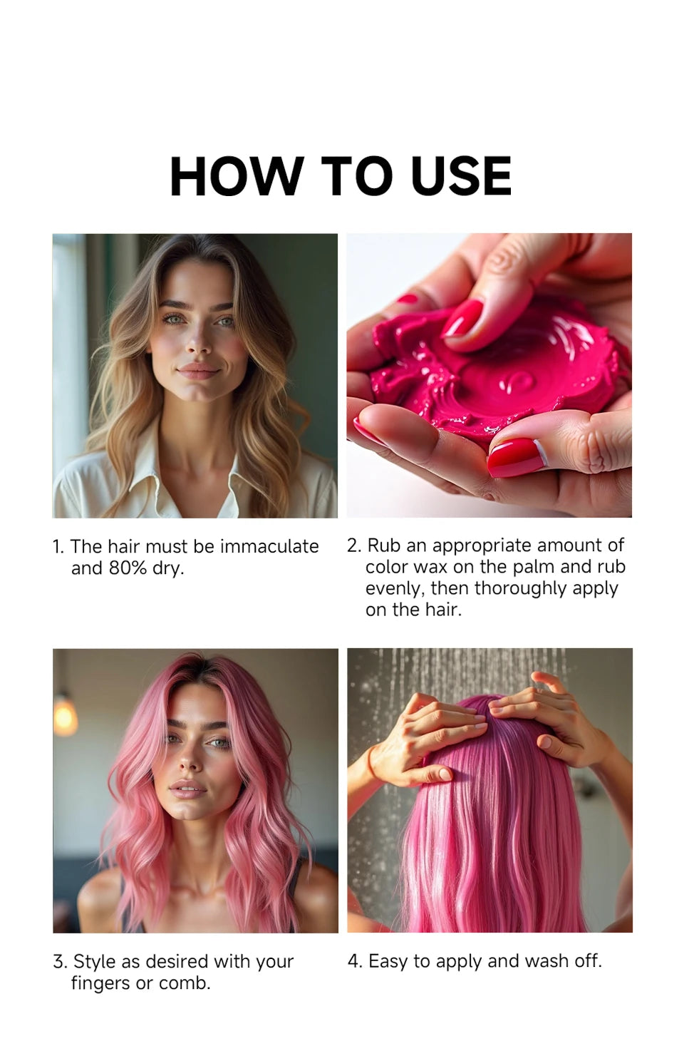 Hair Colour Wax Temporary  Hair Color Wax Easy To Wash DIY Hairs Dyed Mud Long Lasting Paint Coloring Cream Colored Hair Dye