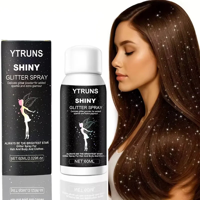 60ml Shimmering Glitter Spray for Hair and Body, Quick Dry, High Gloss Sparkling Glow for Lips, Eyes, Hair, for Music Festivals
