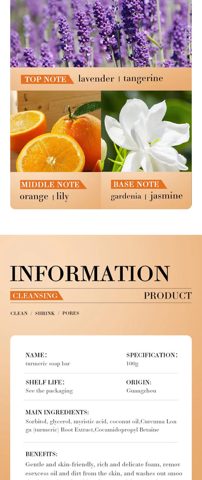 Hand Made Turmeric Soap Body Cleaning Lightening Dark Underarm Leg Body Cleansers Brightening Face Soap Tender Skin Care Beauty