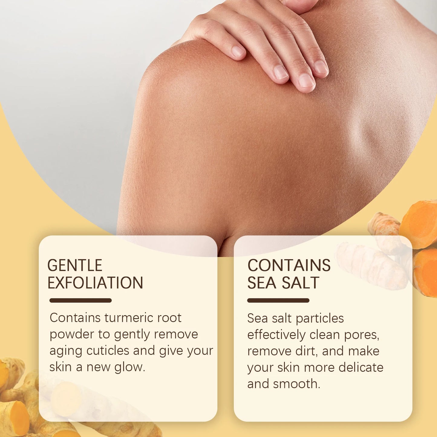 Exfoliating Remove Turmeric Scrub Remove Dead Skin Improve Dry Rough Deep Cleansing Hydrating Smoothing Brightening Skin Care