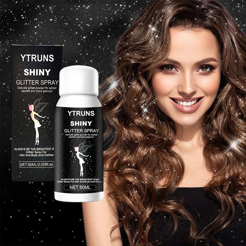 60ml Shimmering Glitter Spray for Hair and Body, Quick Dry, High Gloss Sparkling Glow for Lips, Eyes, Hair, for Music Festivals