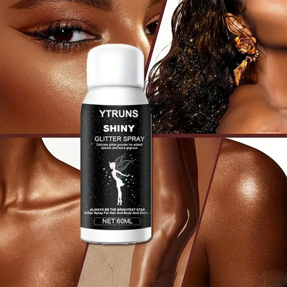 60ml Shimmering Glitter Spray for Hair and Body, Quick Dry, High Gloss Sparkling Glow for Lips, Eyes, Hair, for Music Festivals