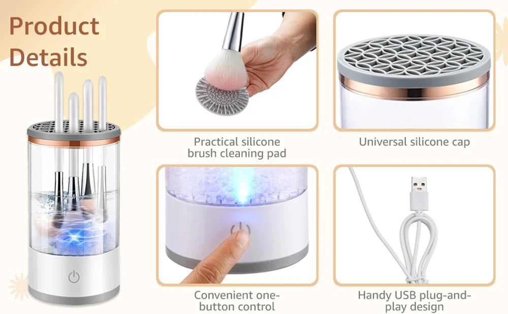 Electric Makeup Brush Cleaner Automatic Makeup Brush Cleaner USB Portable Cosmetic Makeup Brush Washing Machine Rotary Cleaning