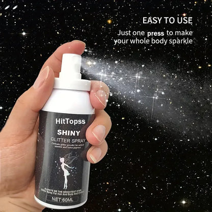 60ml Shimmering Glitter Spray for Hair and Body, Quick Dry, High Gloss Sparkling Glow for Lips, Eyes, Hair, for Music Festivals