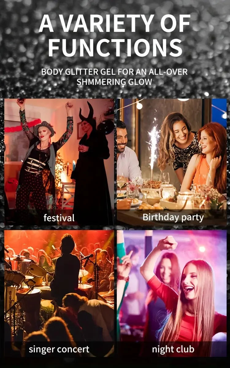 60ml Shimmering Glitter Spray for Hair and Body, Quick Dry, High Gloss Sparkling Glow for Lips, Eyes, Hair, for Music Festivals