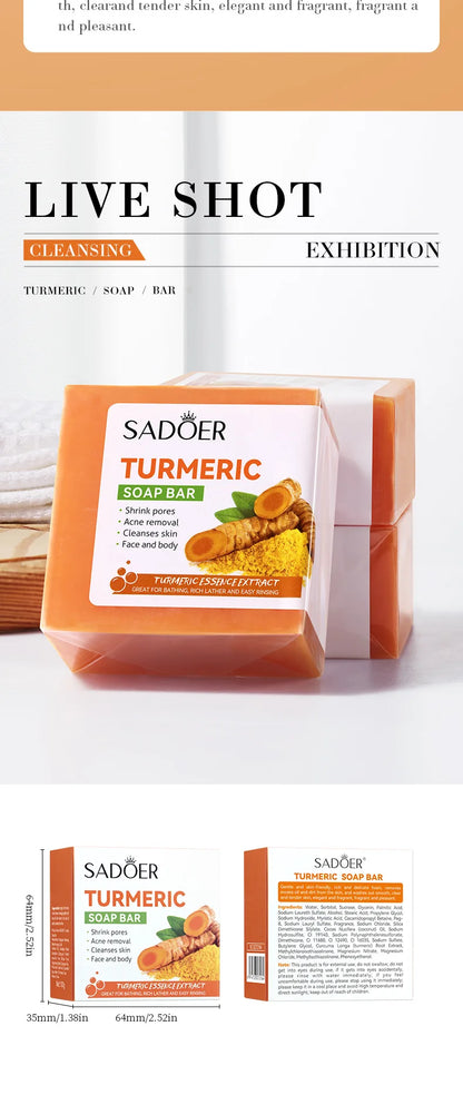 Hand Made Turmeric Soap Body Cleaning Lightening Dark Underarm Leg Body Cleansers Brightening Face Soap Tender Skin Care Beauty