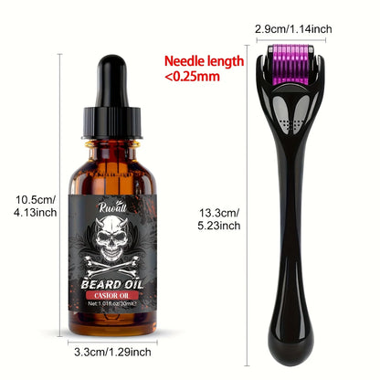 Beard essential oil rich in castor oil,Beard Growth And Grooming Soften Nourish Beard Care Roller needle length less than 0.25mm
