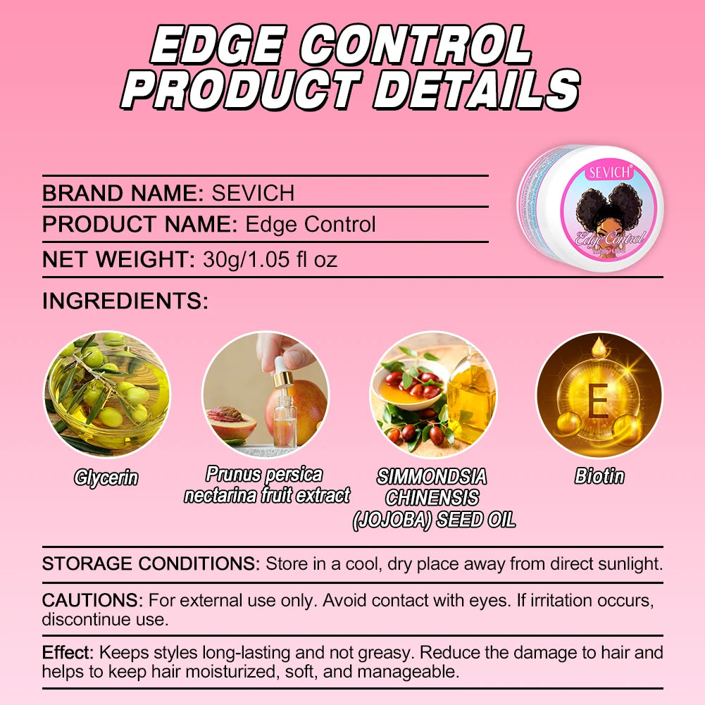 Edge Control Gel Set Hair Braiding Gel Biotin Anti Break Hair Wax Non-Greasy Hair Styling Cream Anti-Frizz Wax Stick For Wig