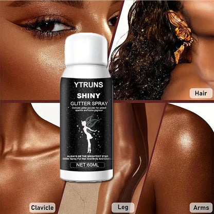 60ml Shimmering Glitter Spray for Hair and Body, Quick Dry, High Gloss Sparkling Glow for Lips, Eyes, Hair, for Music Festivals