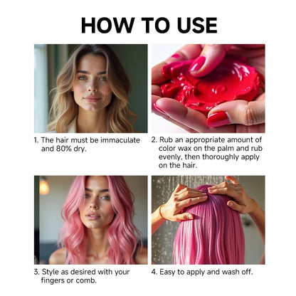 Hair Colour Wax Temporary  Hair Color Wax Easy To Wash DIY Hairs Dyed Mud Long Lasting Paint Coloring Cream Colored Hair Dye