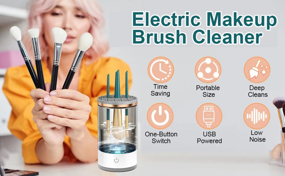 Electric Makeup Brush Cleaner Automatic Makeup Brush Cleaner USB Portable Cosmetic Makeup Brush Washing Machine Rotary Cleaning