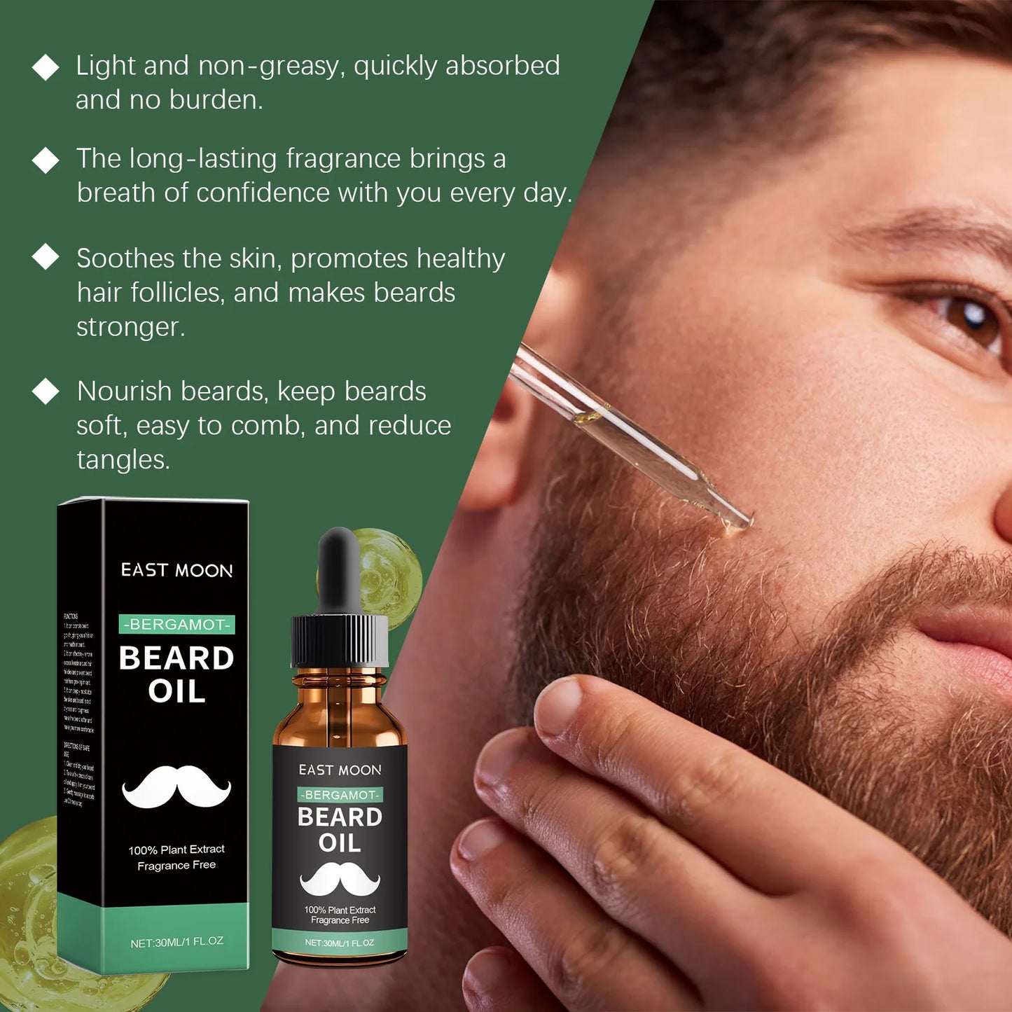 Men Beard Nourishing Oil Trim Care Reduce Loss Strengthen Soften Prevent Frizz Improve Nourish Promote Regrowth Beard Growth Oil