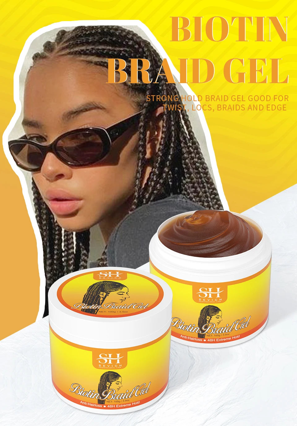 Edge Control Gel Set Hair Braiding Gel Biotin Anti Break Hair Wax Non-Greasy Hair Styling Cream Anti-Frizz Wax Stick For Wig