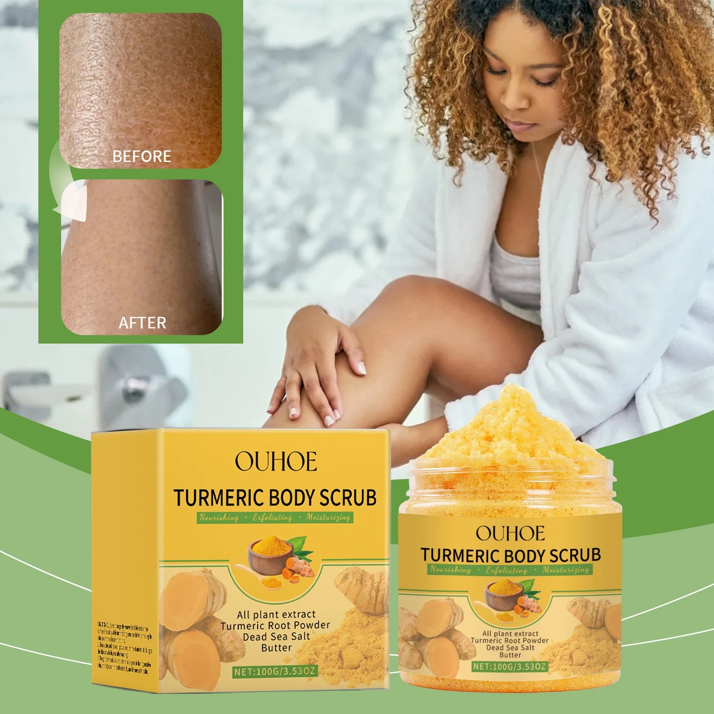 Exfoliating Remove Turmeric Scrub Remove Dead Skin Improve Dry Rough Deep Cleansing Hydrating Smoothing Brightening Skin Care