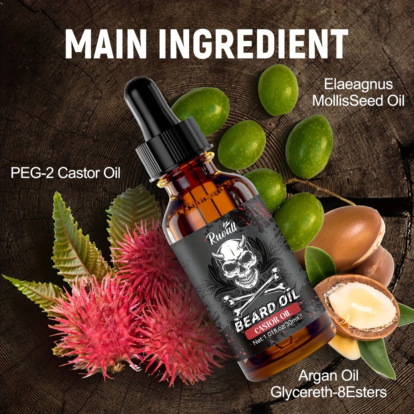 Beard essential oil rich in castor oil,Beard Growth And Grooming Soften Nourish Beard Care Roller needle length less than 0.25mm